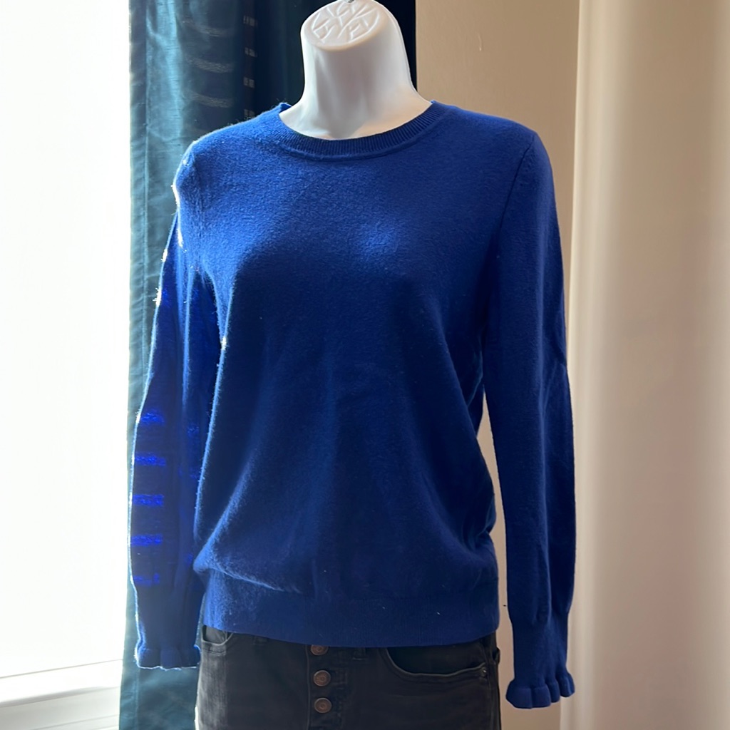 Royal Blue Sweater W/Ruffle Sleeve